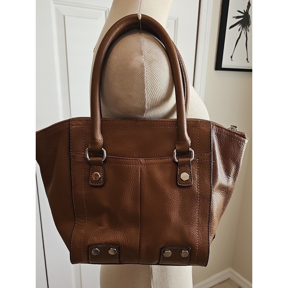 Tignanello Perfect Pocket Tote Womens Size M Brown Leather Satchel Handbag 5790